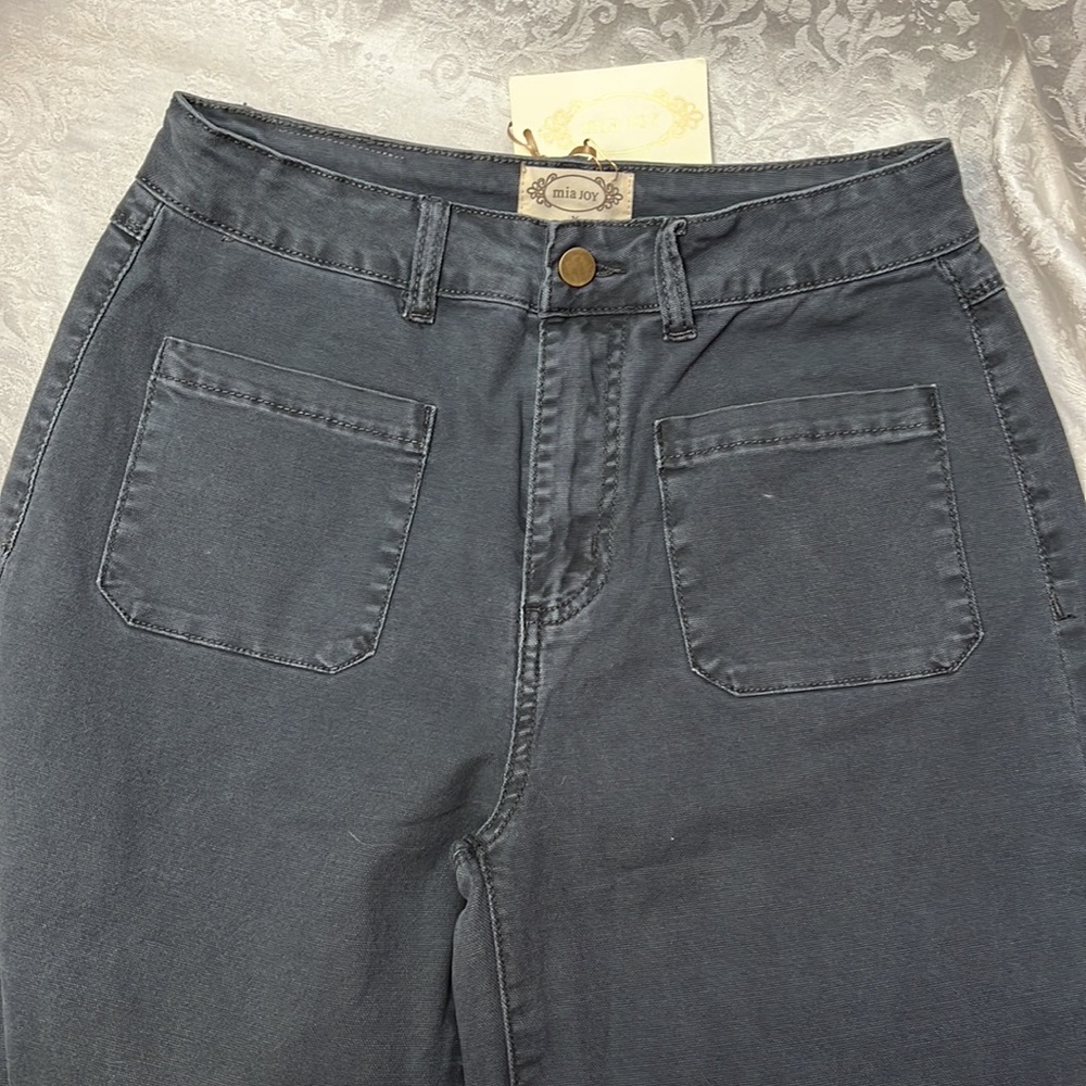 NEW Joyfolie Avina Wide Leg Cropped Pants Indigo - Picture 10 of 10